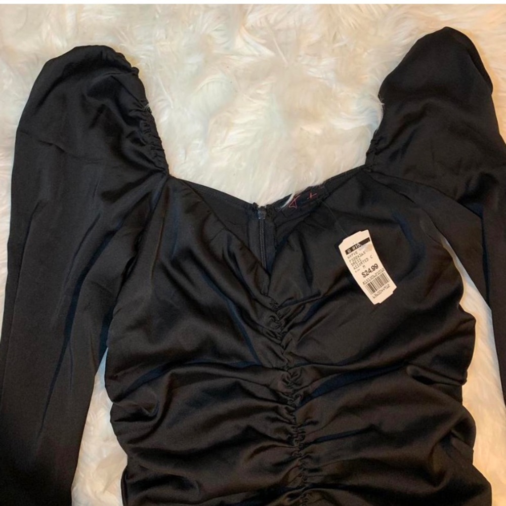 Black silk mid length dress